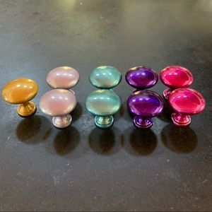 Multicolored Glossy Solid Cabinet Knobs - 1-1/8”